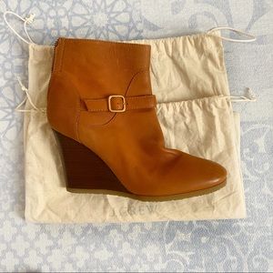 JCrew leather wedge booties